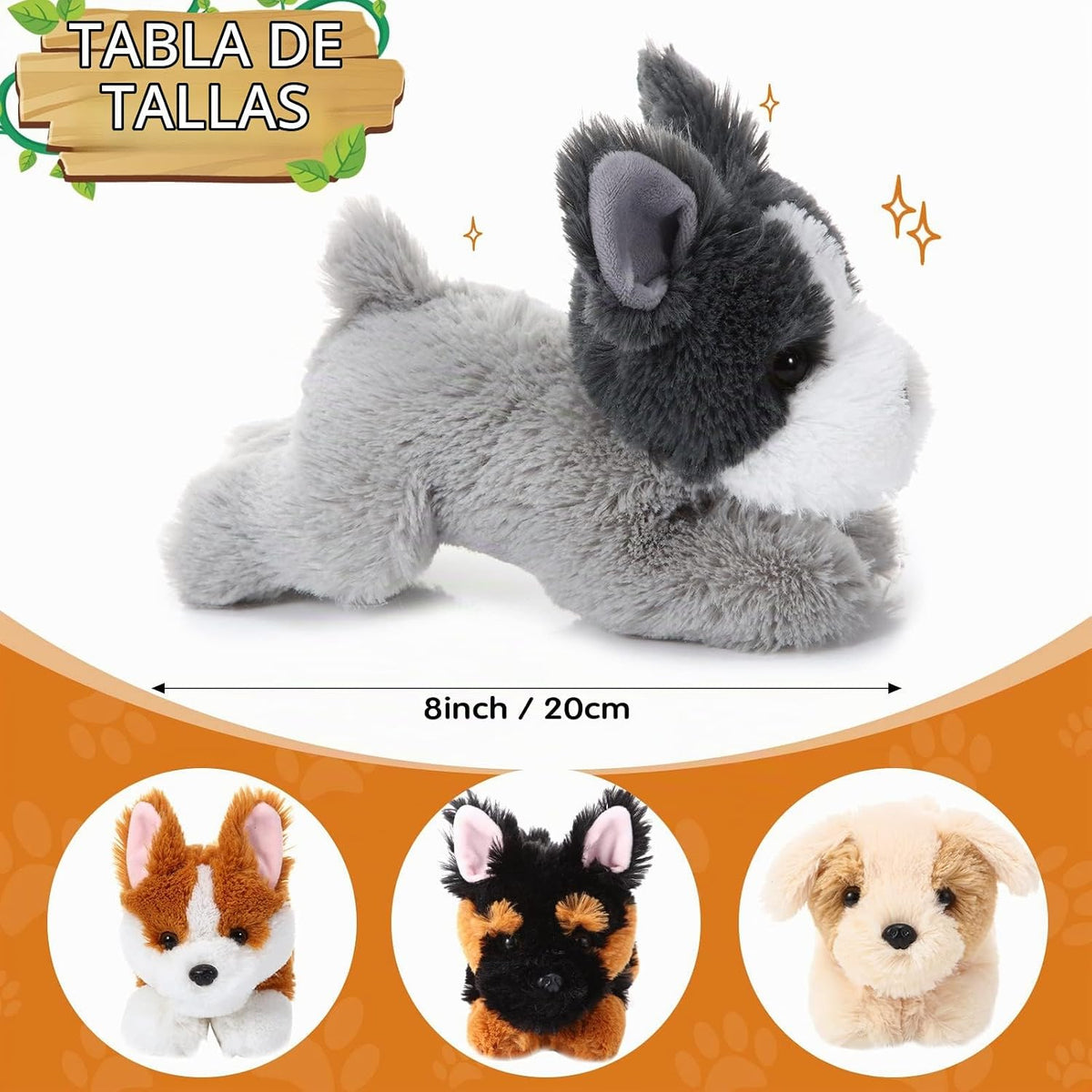 Suilung Paquete de 4 Peluches de Perro de 8 Pulgadas Juguetes de Pe...