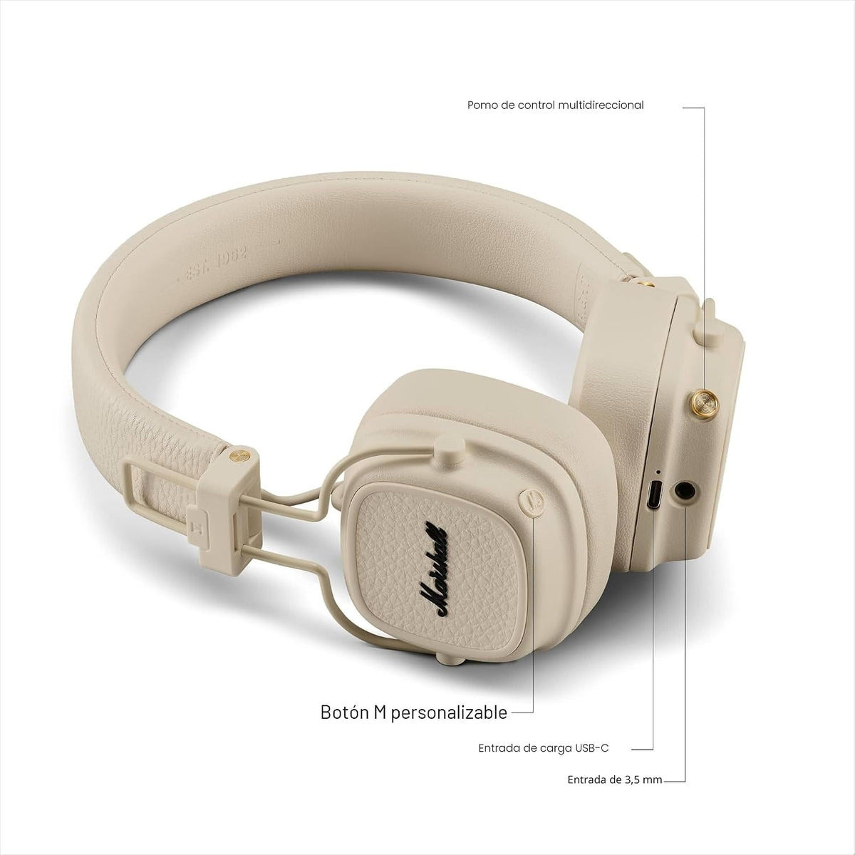 Marshall Major V - Auriculares inalámbricos con Bluetooth para uso...