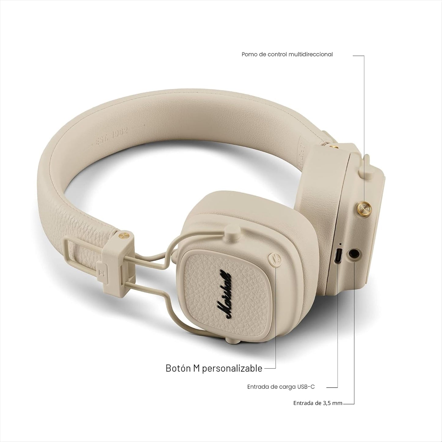 Marshall Major V - Auriculares inalámbricos con Bluetooth para uso...
