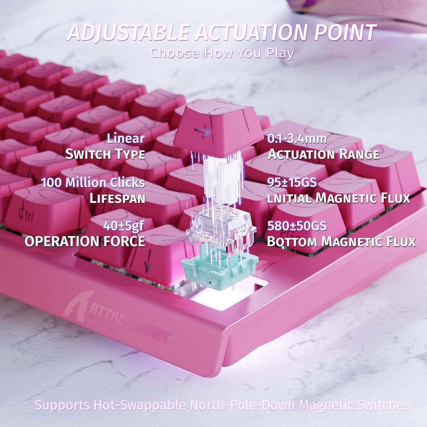 ATTACK SHARK X68 HE 8000Hz Teclado Rapid Trigger, 0.01mm de Precisi...