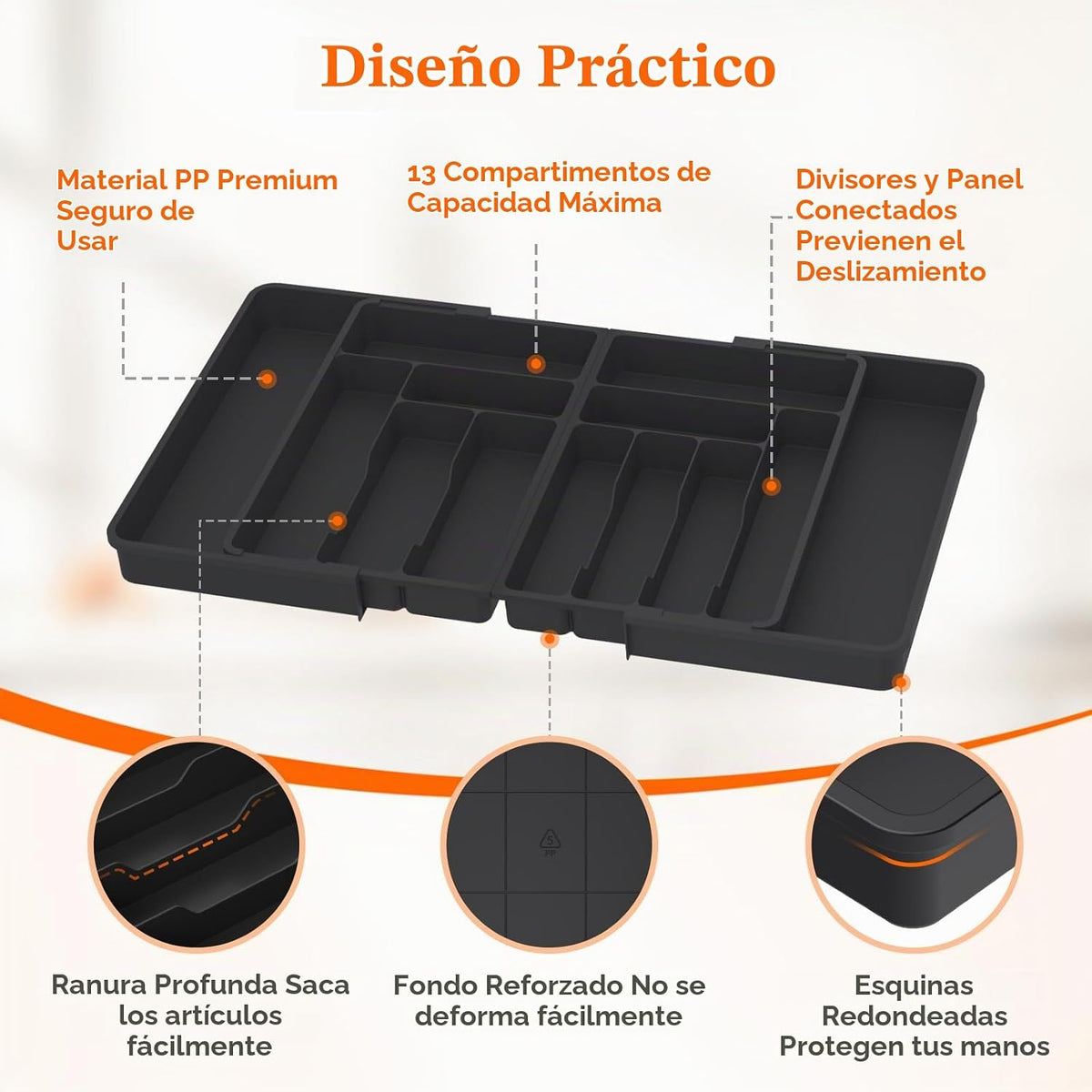 Lifewit Organizador grande de cubiertos para cajón, expandible de 2...