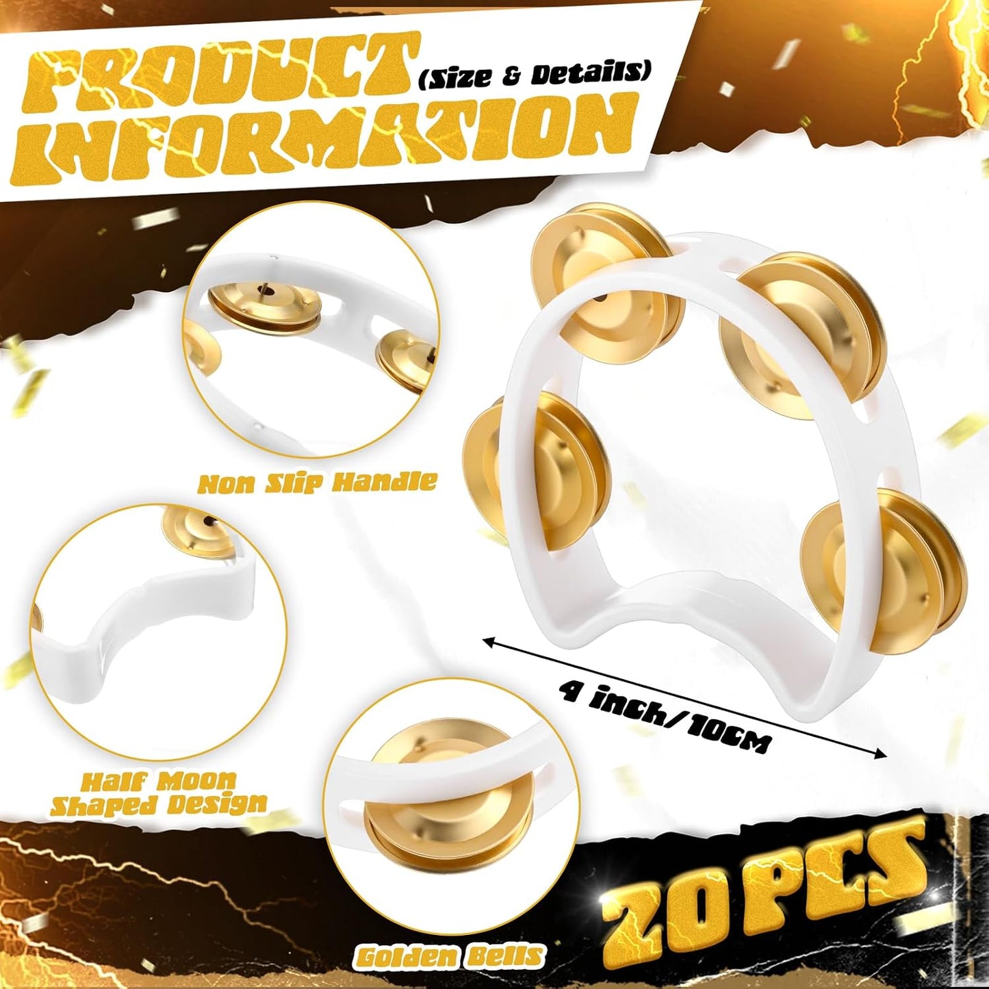 Lukmaa 20 piezas de pandereta de instrumentos musicales de percusió...