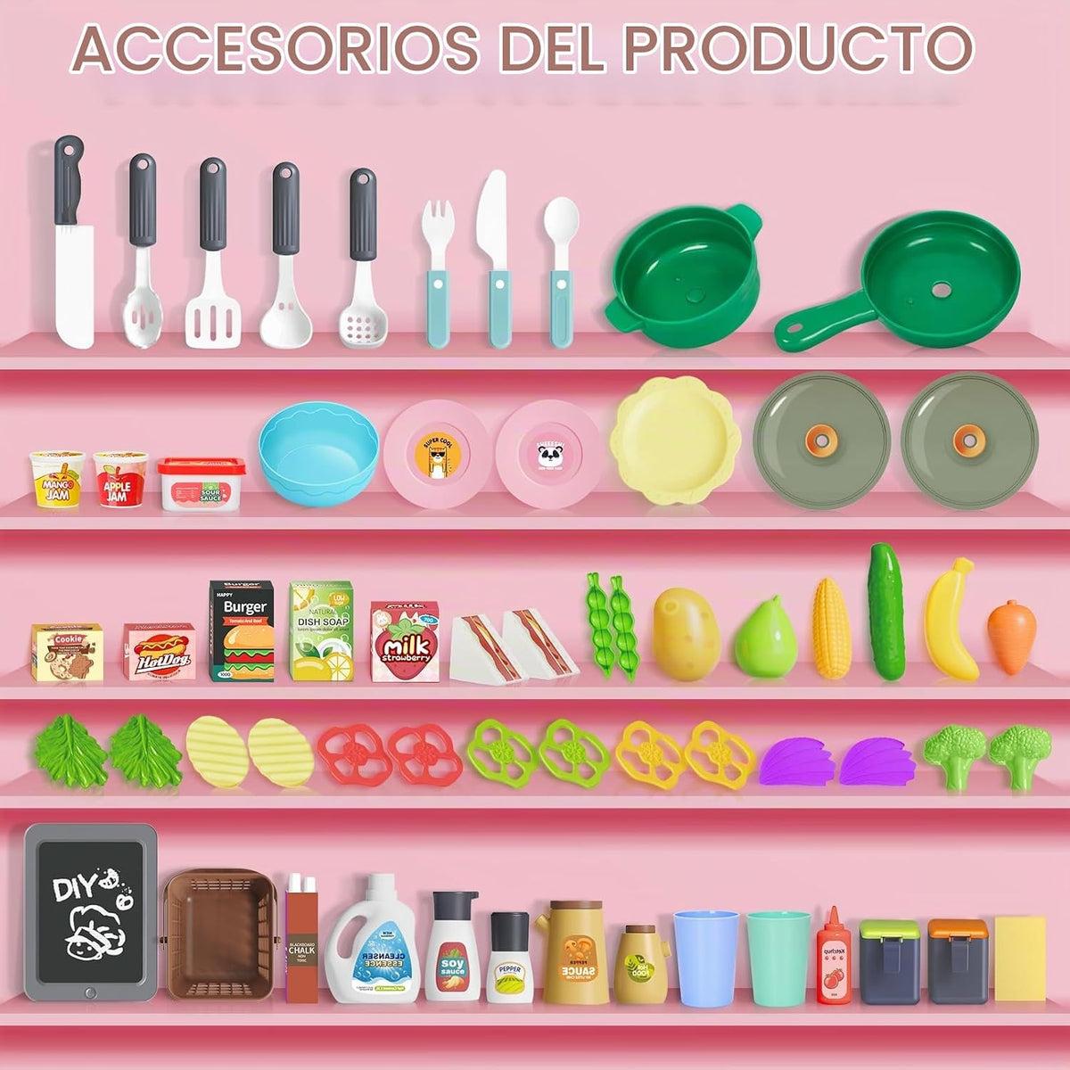 Juego de Cocina Rojo para Niños, Set de Cocina para Niños Pequeños...
