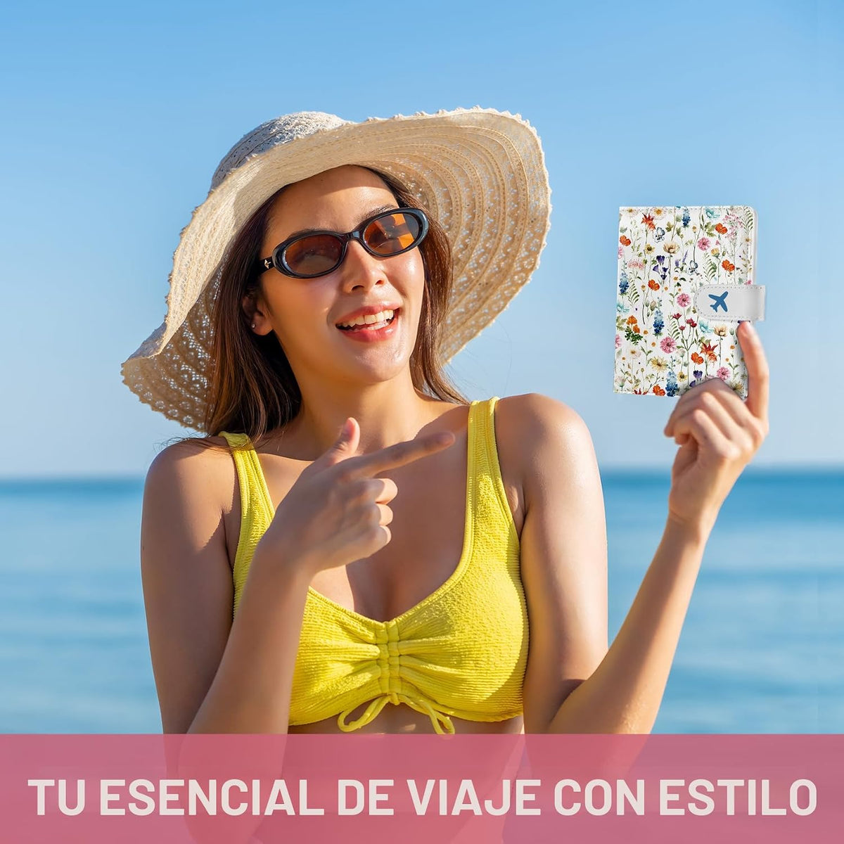 Portapasajes para Esenciales de Viaje, Funda de Cuero con Bloqueo R...