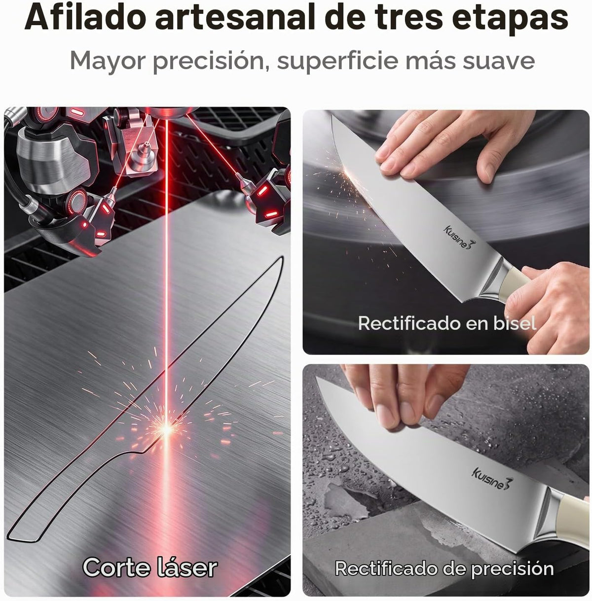 Juego de cuchillos de chef Kuisine, juego de cuchillos de bloque de...