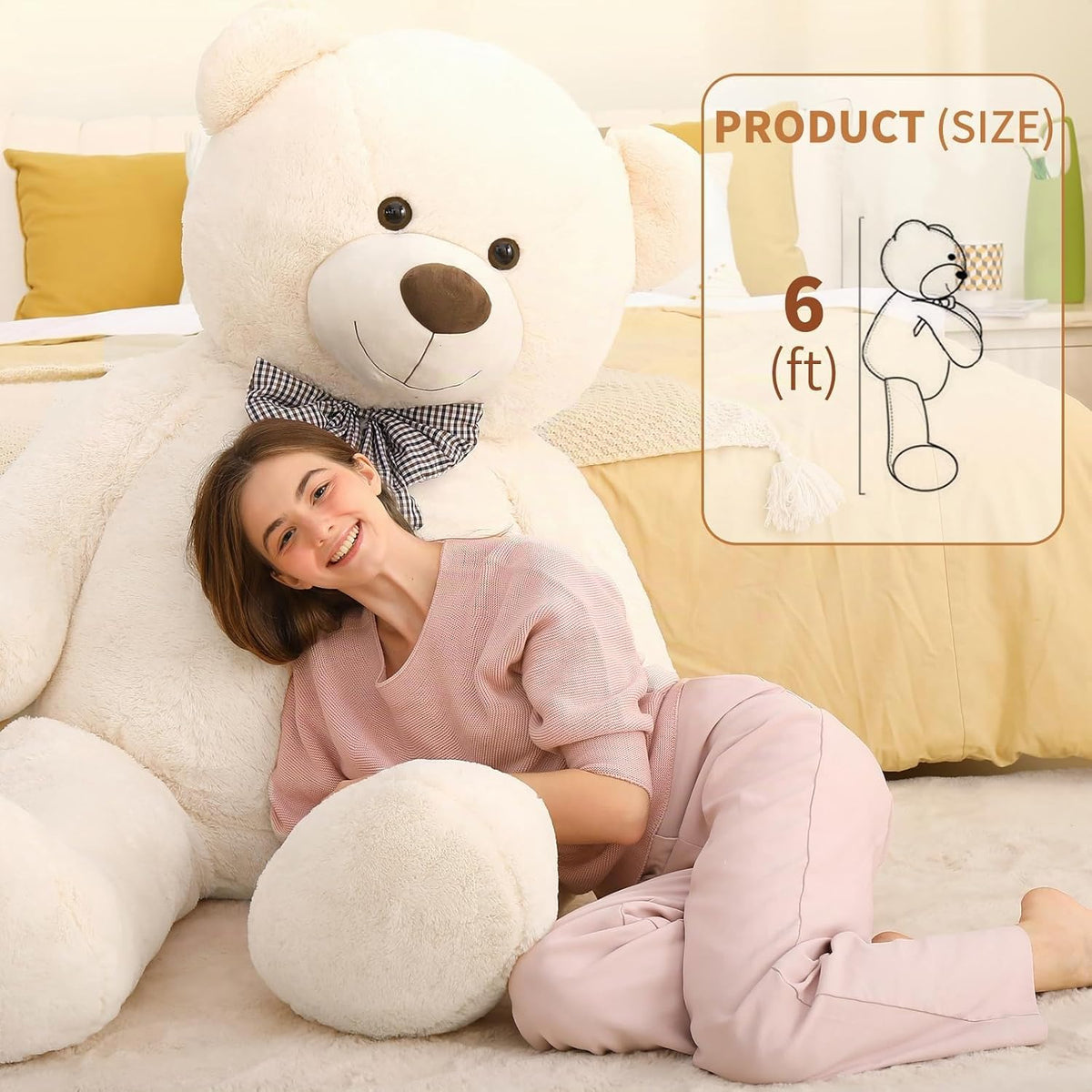 MaoGoLan Oso de peluche gigante blanco animal de peluche de 6 pies,...