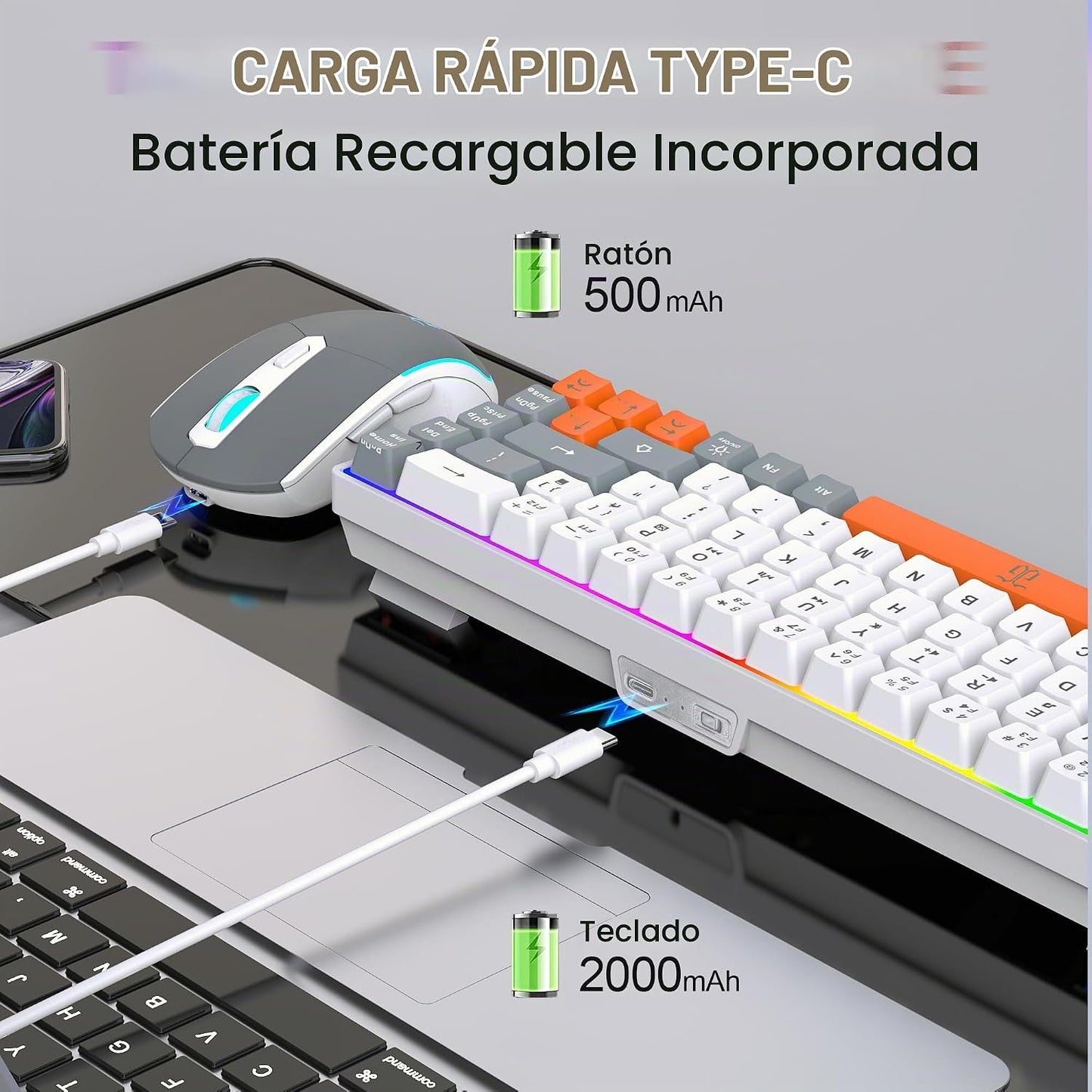 Combinación de teclado y mouse inalámbricos para juegos Snpurdiri 6...