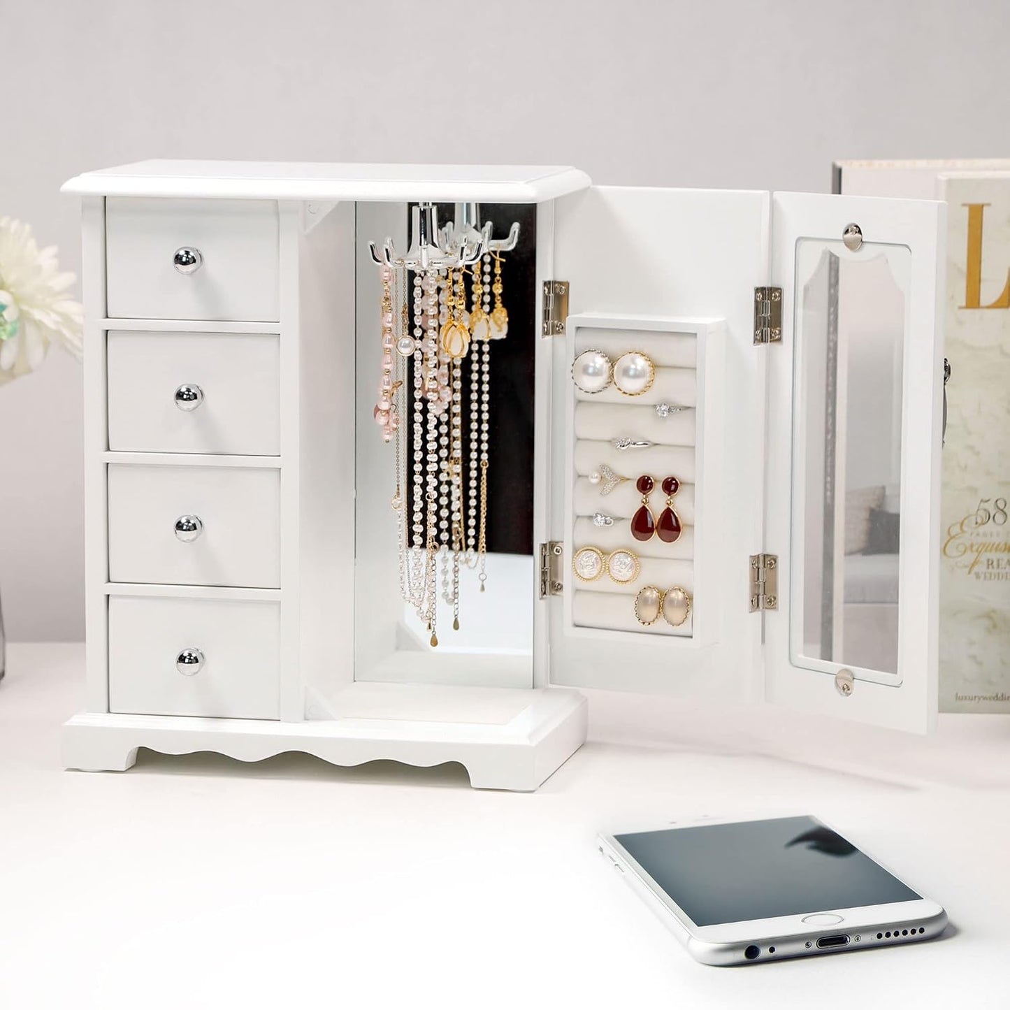 Kendal Caja de Joyería de Madera para Mujeres, Organizador de Joyas...