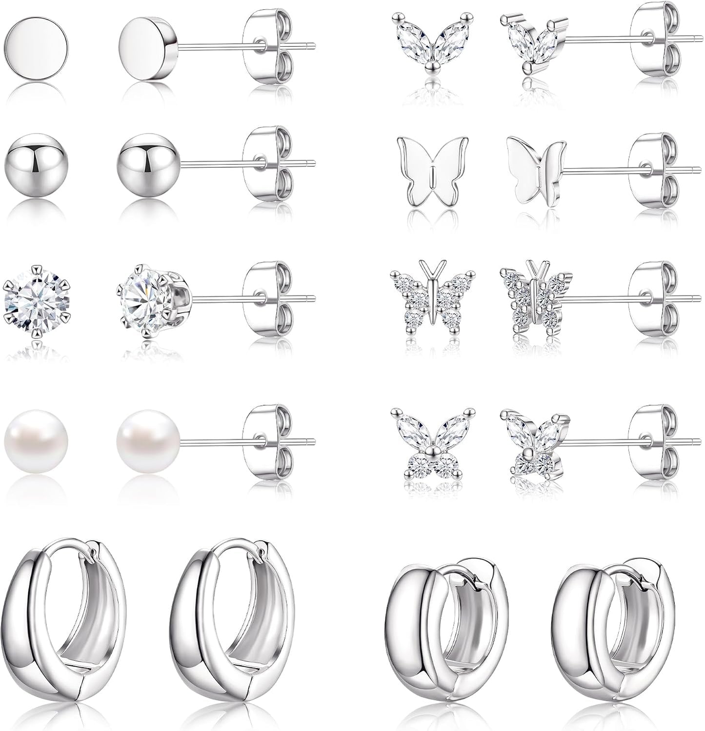Juego de aretes pequeños de oro para mujer, chapados en oro de 14 q...