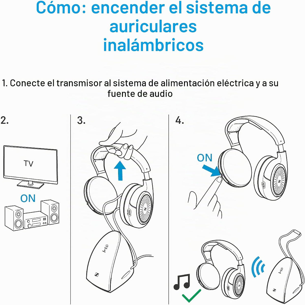 Auriculares Sennheiser RS 120-W sobre la oreja inalámbricos para un...