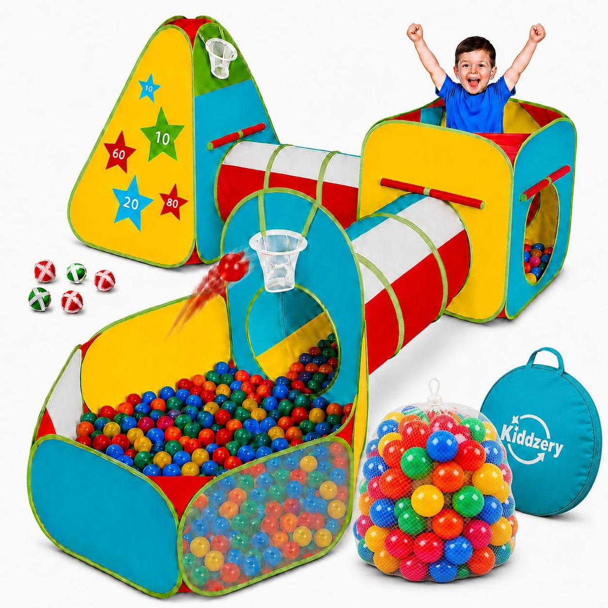 Tienda de juego de 5 piezas para niños pequeños con piscina de pelo...