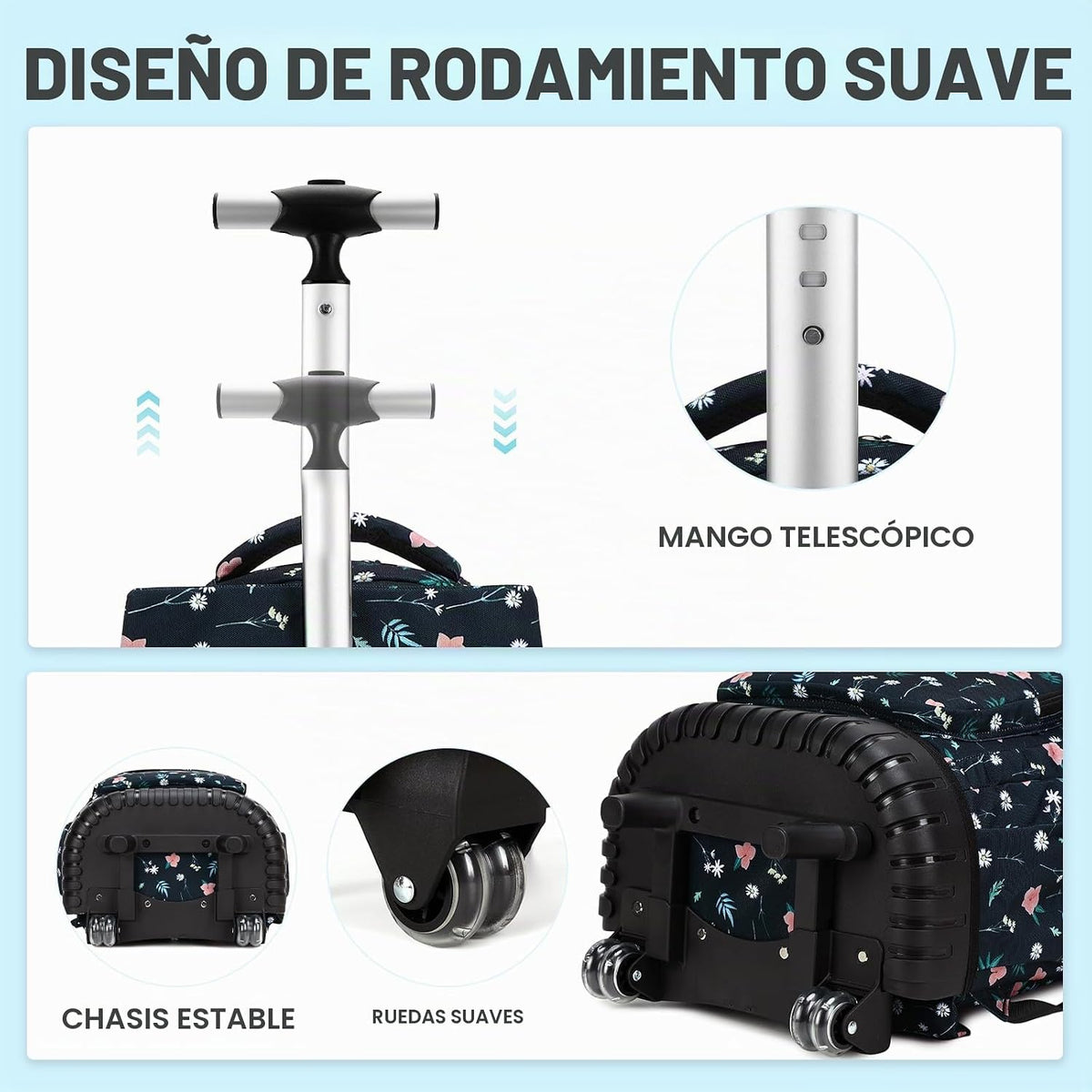ACESAK Mochila con ruedas para niñas \u2013 Mochila escolar con rue...