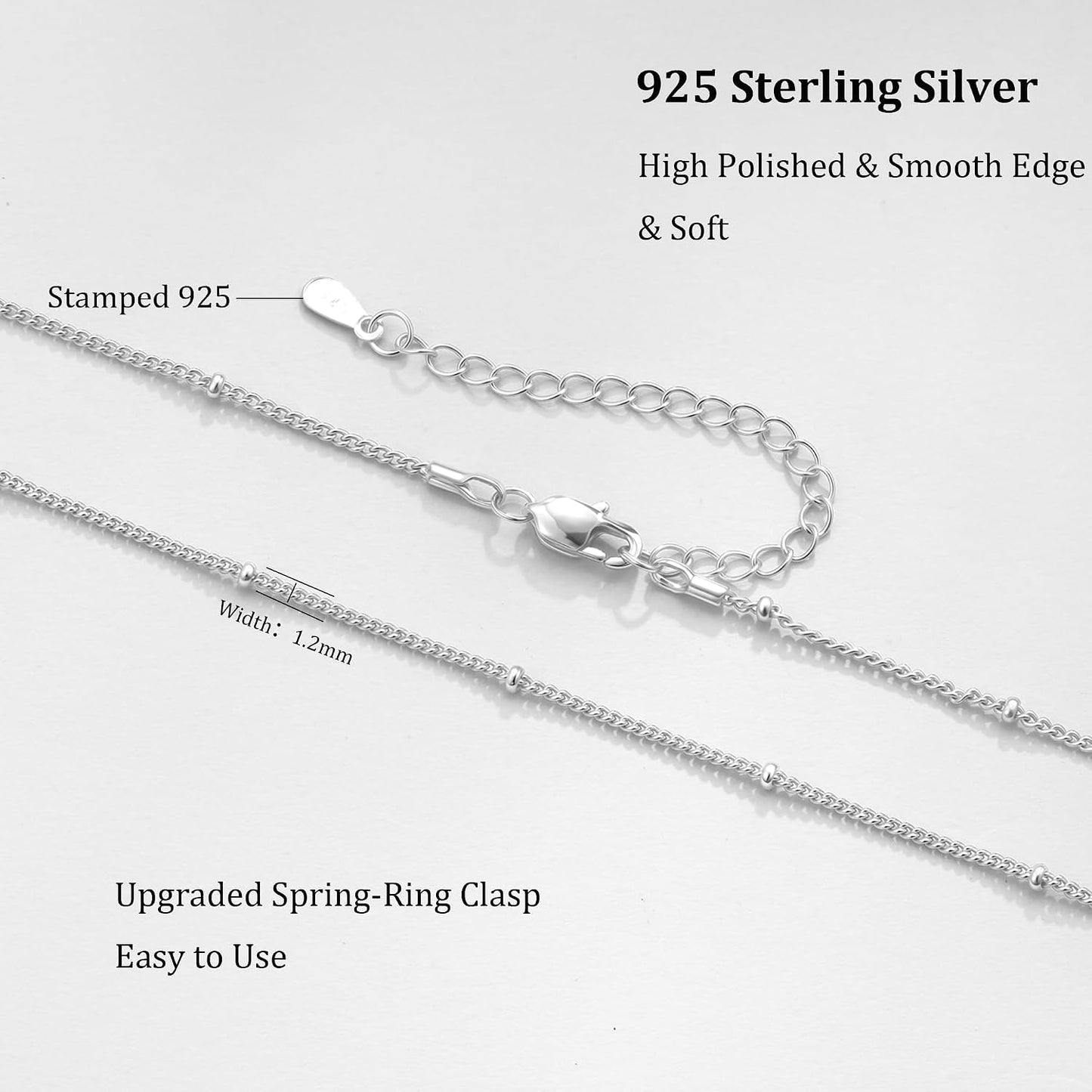 BLThing Collar de cadena de plata de ley S925 para mujer, cadena de...