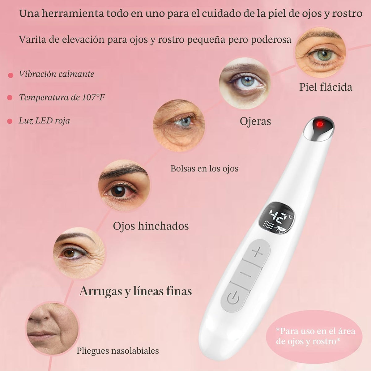 Vowleike Varita de Levantamiento de Ojos, 3 en 1 con Luz Roja Vibra...
