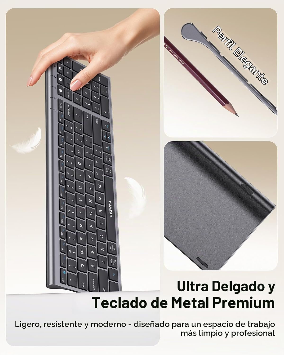 Seenda COE401 Combo de Teclado Ratón Bluetooth de 3 Dispositivos, S...