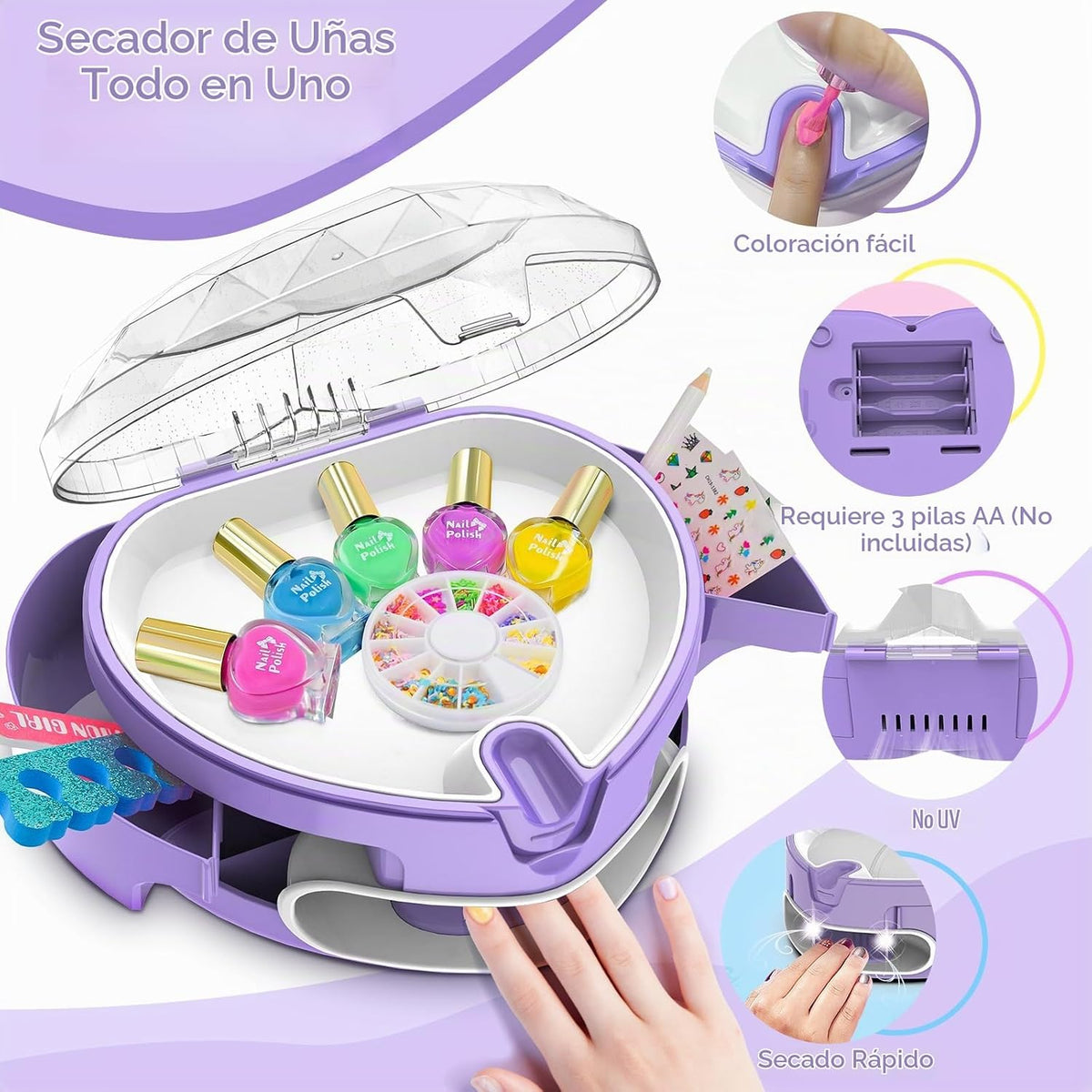 Ylovetoys Juego de esmaltes de uñas para niñas, kit de arte de uñas...
