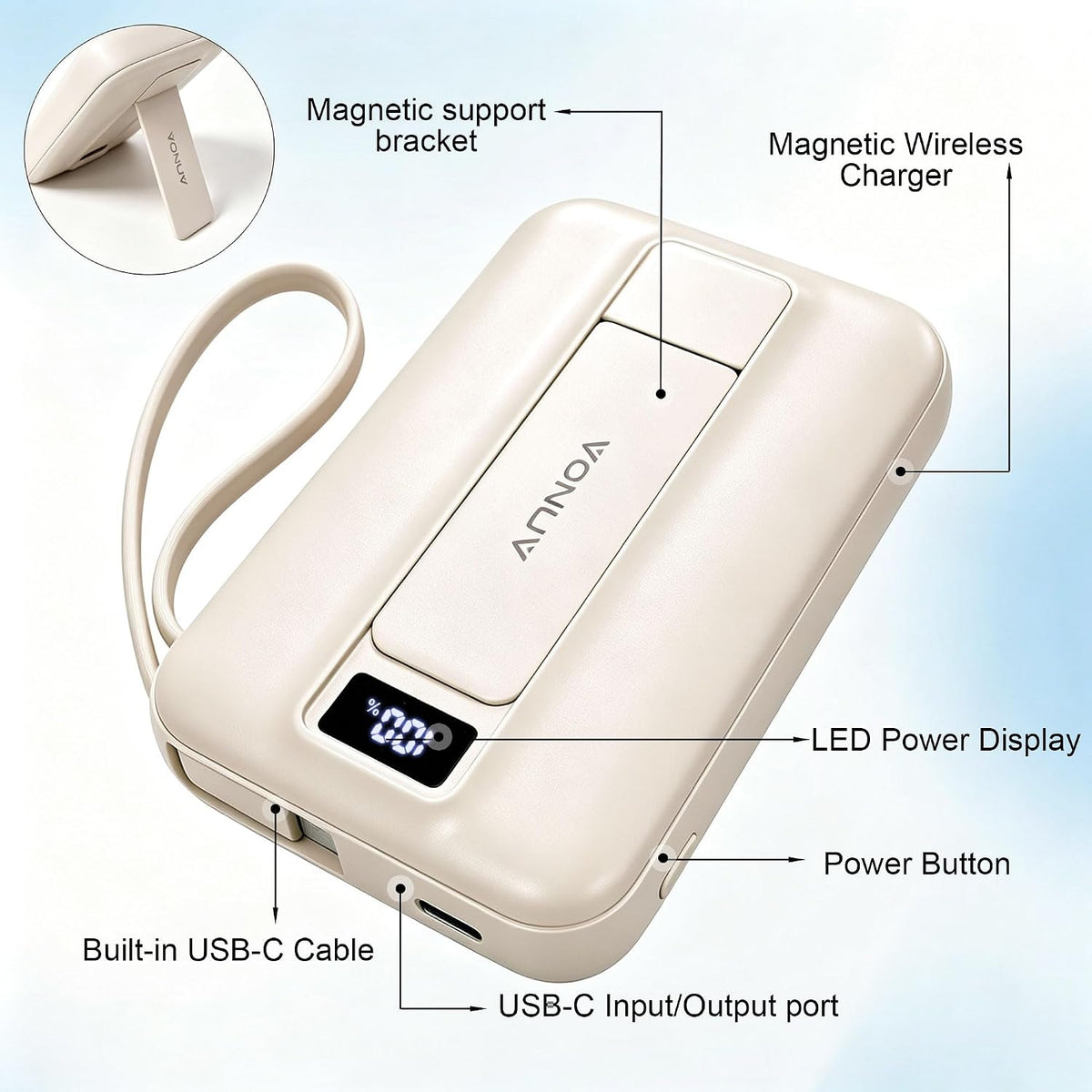 VONUV Cargador portátil magnético de 10000 mAh, banco de energía in...