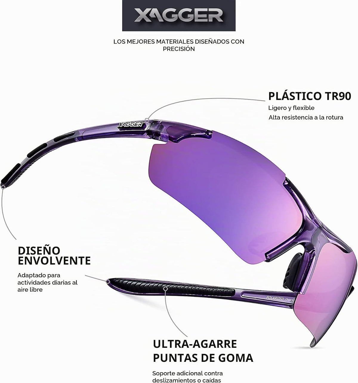 Xagger Lentes de sol polarizados deportivos para hombres y mujeres,...