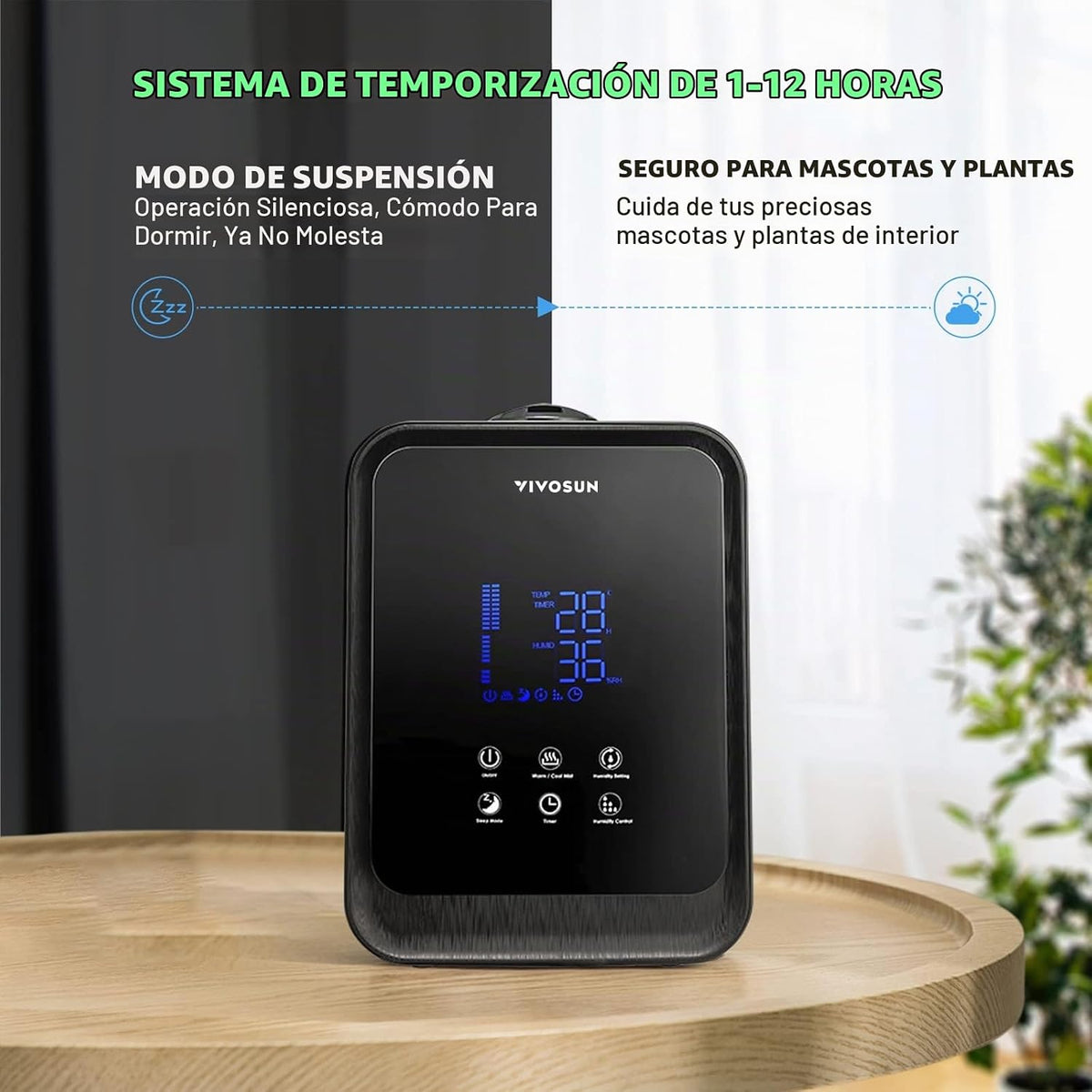 VIVOSUN Humidificador ultrasónico de niebla fría y cálida 2 en 1 de...