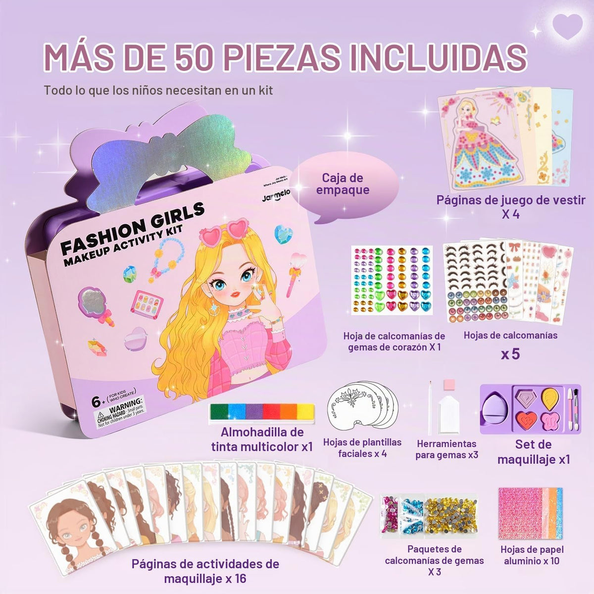 Jar Melo Libros de actividades de maquillaje para niñas de 4 a 8 añ...