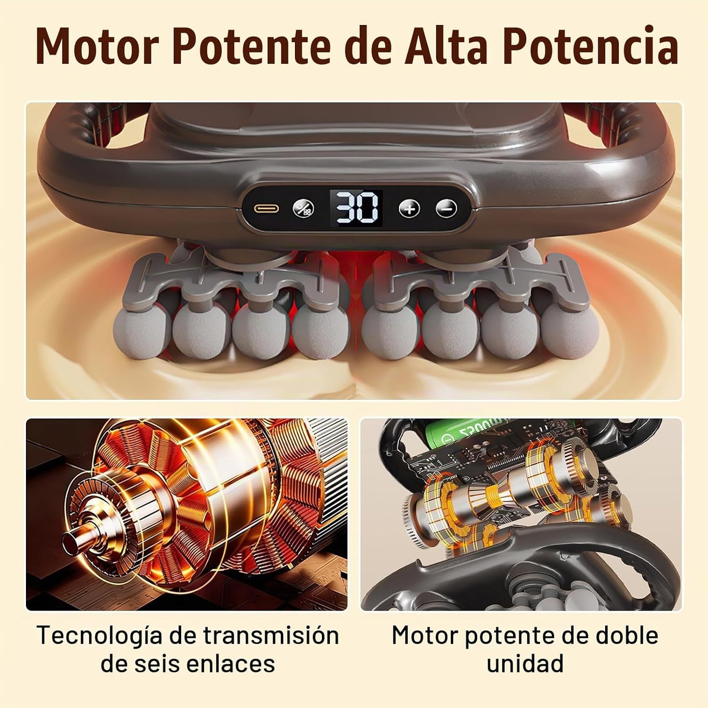 Pistola de masaje de 16 cabezales de tejido profundo, 9 velocidades...