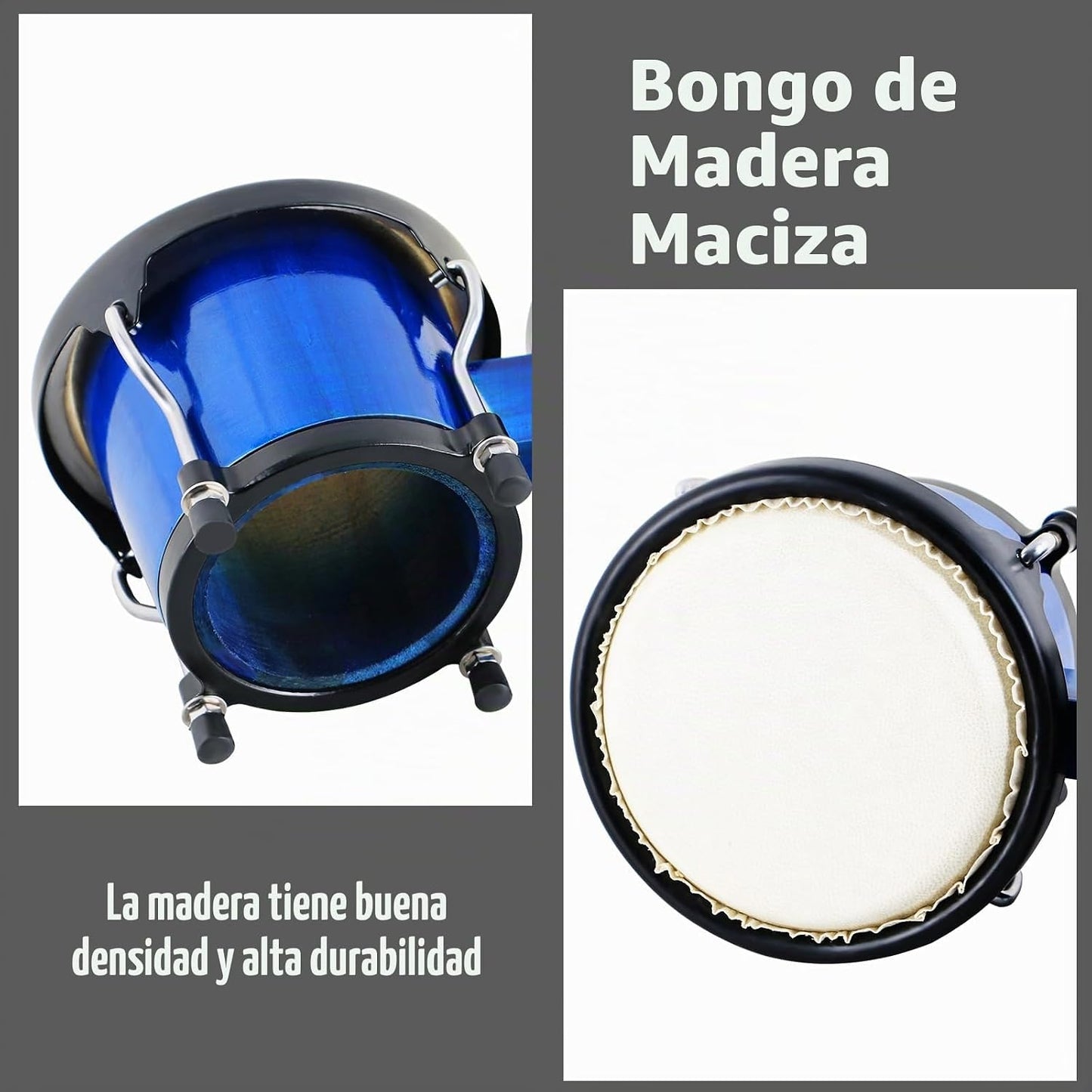 VANPHY Juego de Bongos de Madera para Principiantes Bongo Natural A...