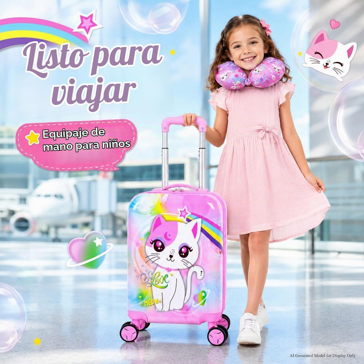 Juego de 5 maletas para niños, aprobado por aerolíneas con ruedas g...