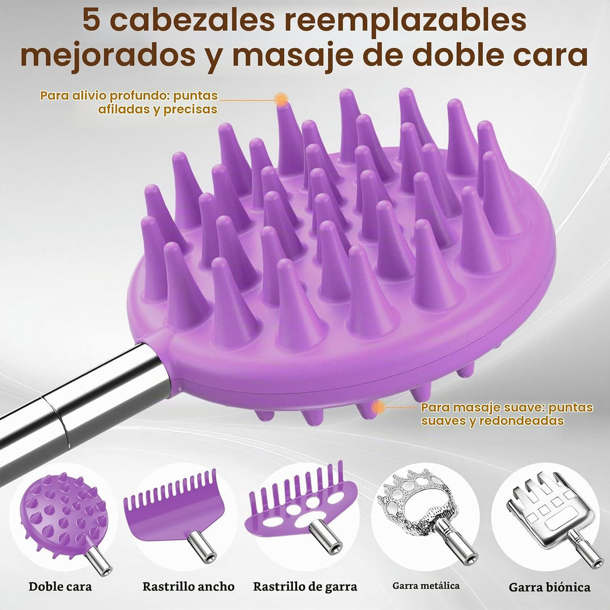 Rascador telescópico de espalda con 5 cabezas desmontables, regalo...