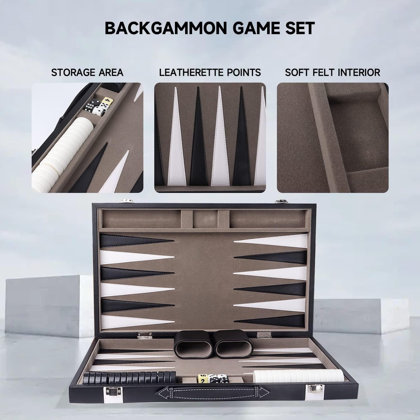 GSE Games &amp; Sports Expert - Juego de mesa de backgammon de piel...
