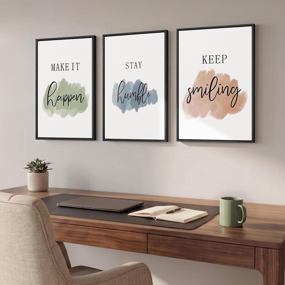 Arte de pared motivacional enmarcado para decoración de oficina, 3...