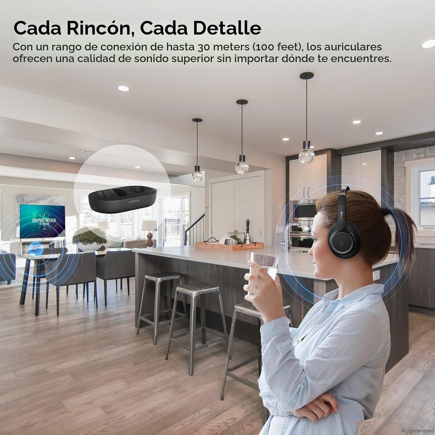 LEVN - Auriculares inalámbricos para ver TV, auriculares para TV in...