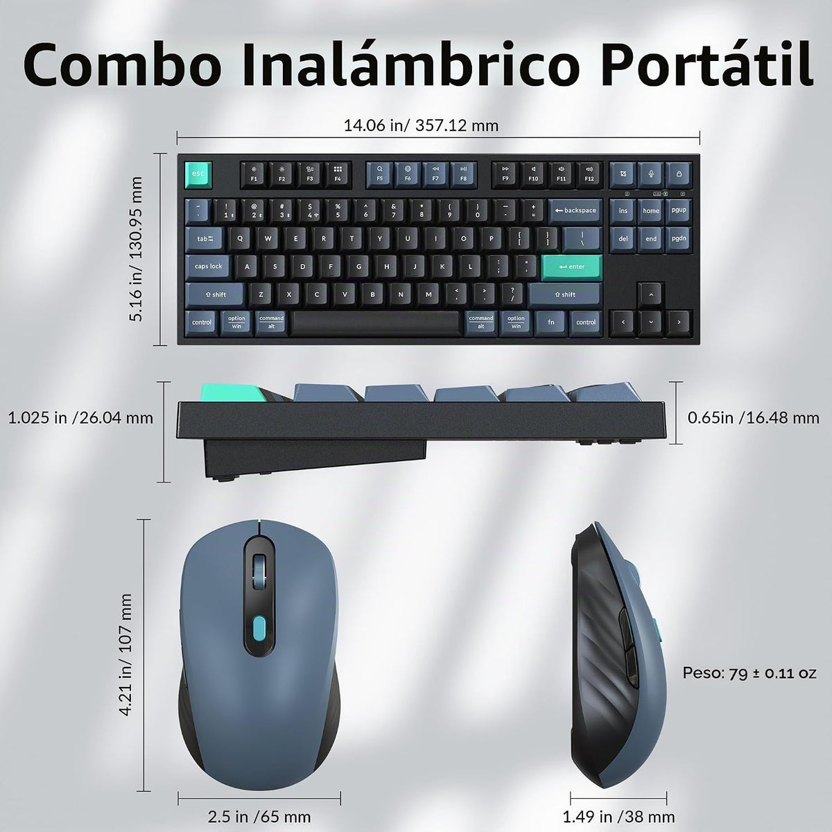 Keychron Combo de teclado inalámbrico B33 y mouse BM25, 2.4 GHz\/Bl...