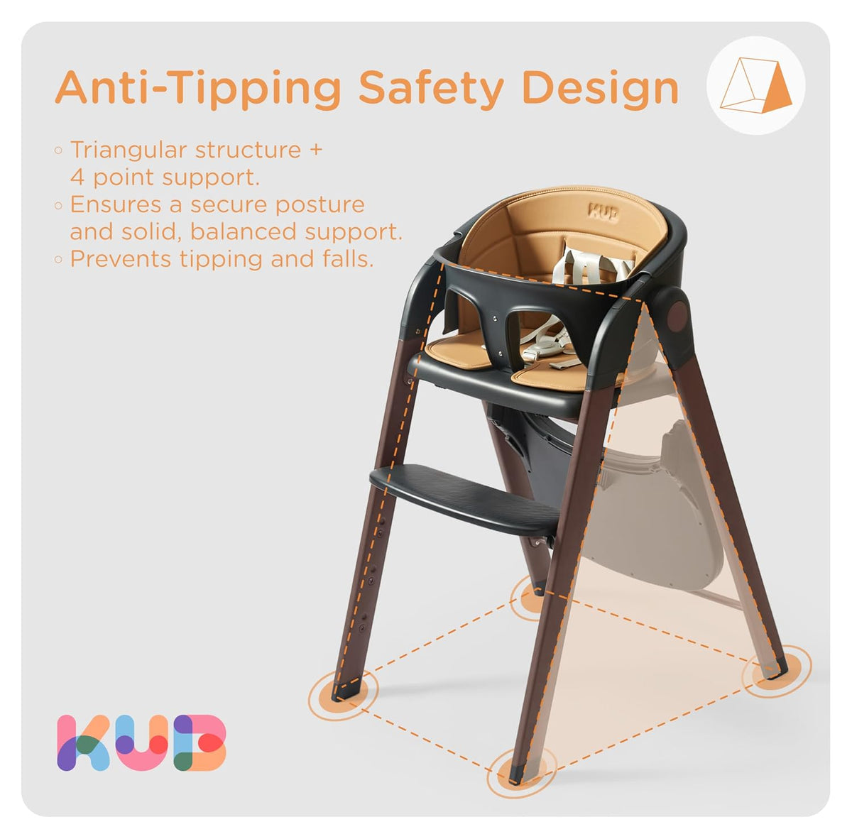 KUB Silla alta para bebés y niños pequeños ajustable plegable conve...
