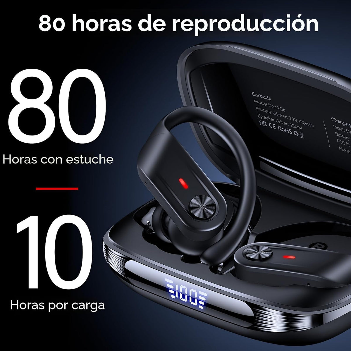 TAGRY Auriculares inalámbricos híbridos con cancelación activa de r...