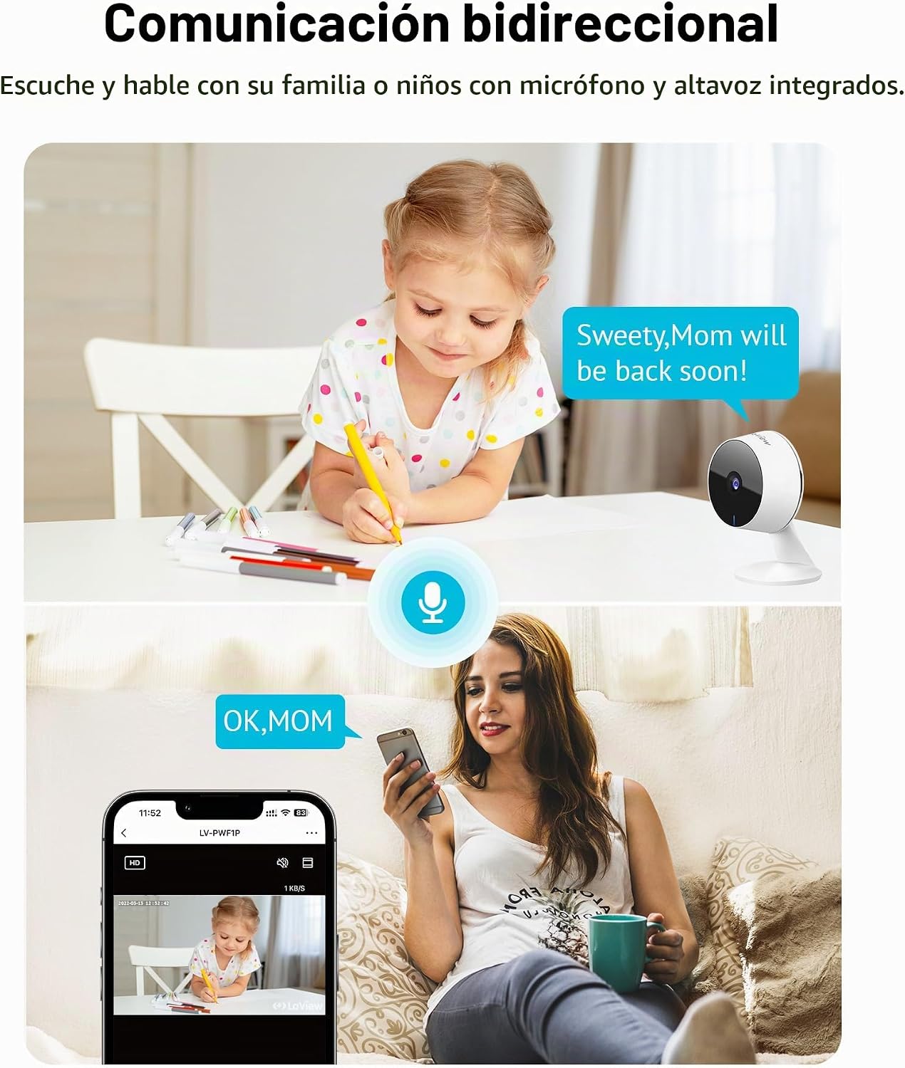 LaView Cámaras 3K de 5MP para Seguridad del Hogar en Interiores, Cá...