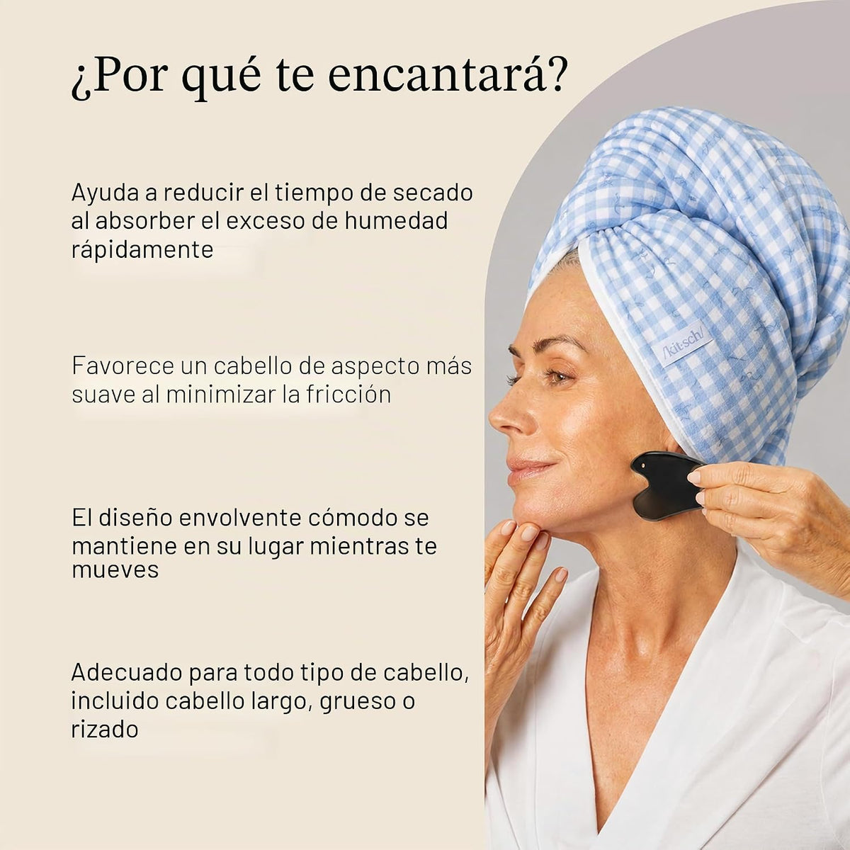 Kitsch Toalla de pelo de microfibra XL para mujer | Toallas de micr...