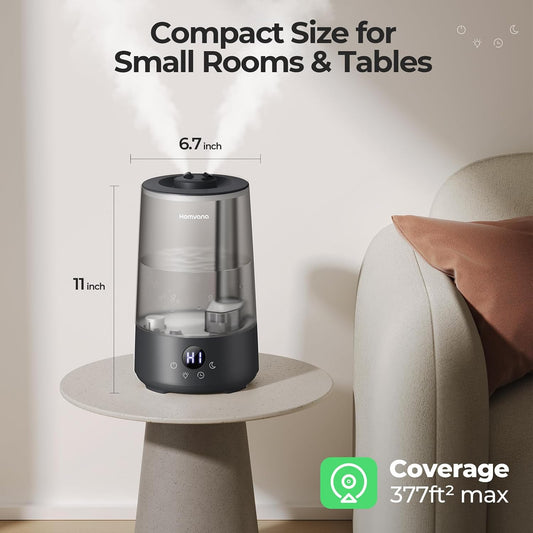 Homvana Humidificadores para dormitorio y hogar, 3.6 L de llenado s...