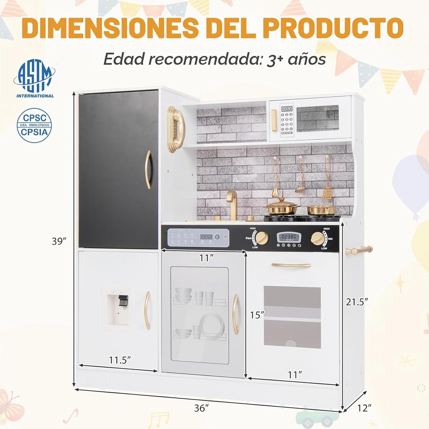 Costzon Juego de Cocina para Niños, Set Grande de Juguete de Cocina...