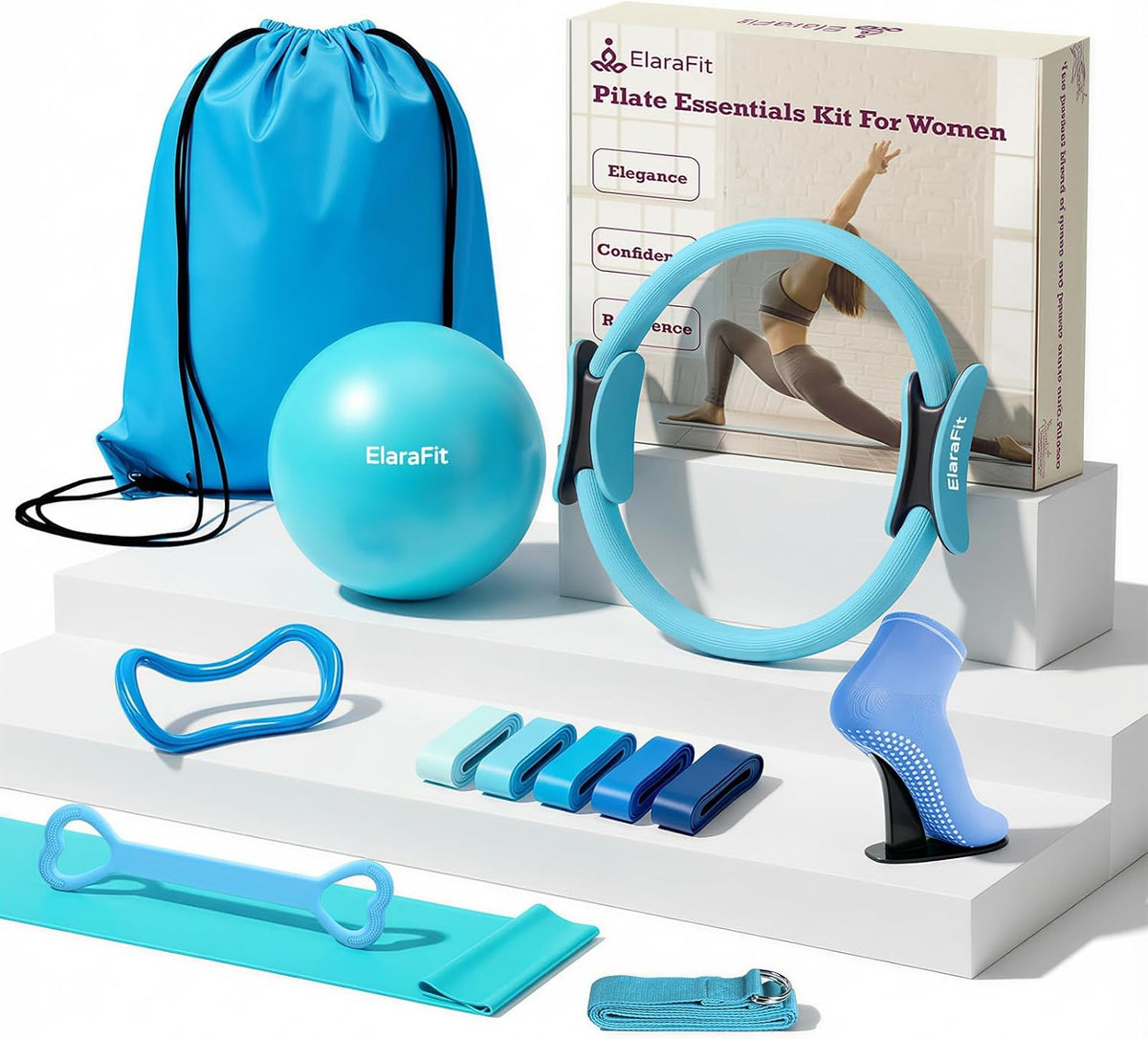 ElaraFit Home Juego de anillo y pelota de pilates para mujeres con...