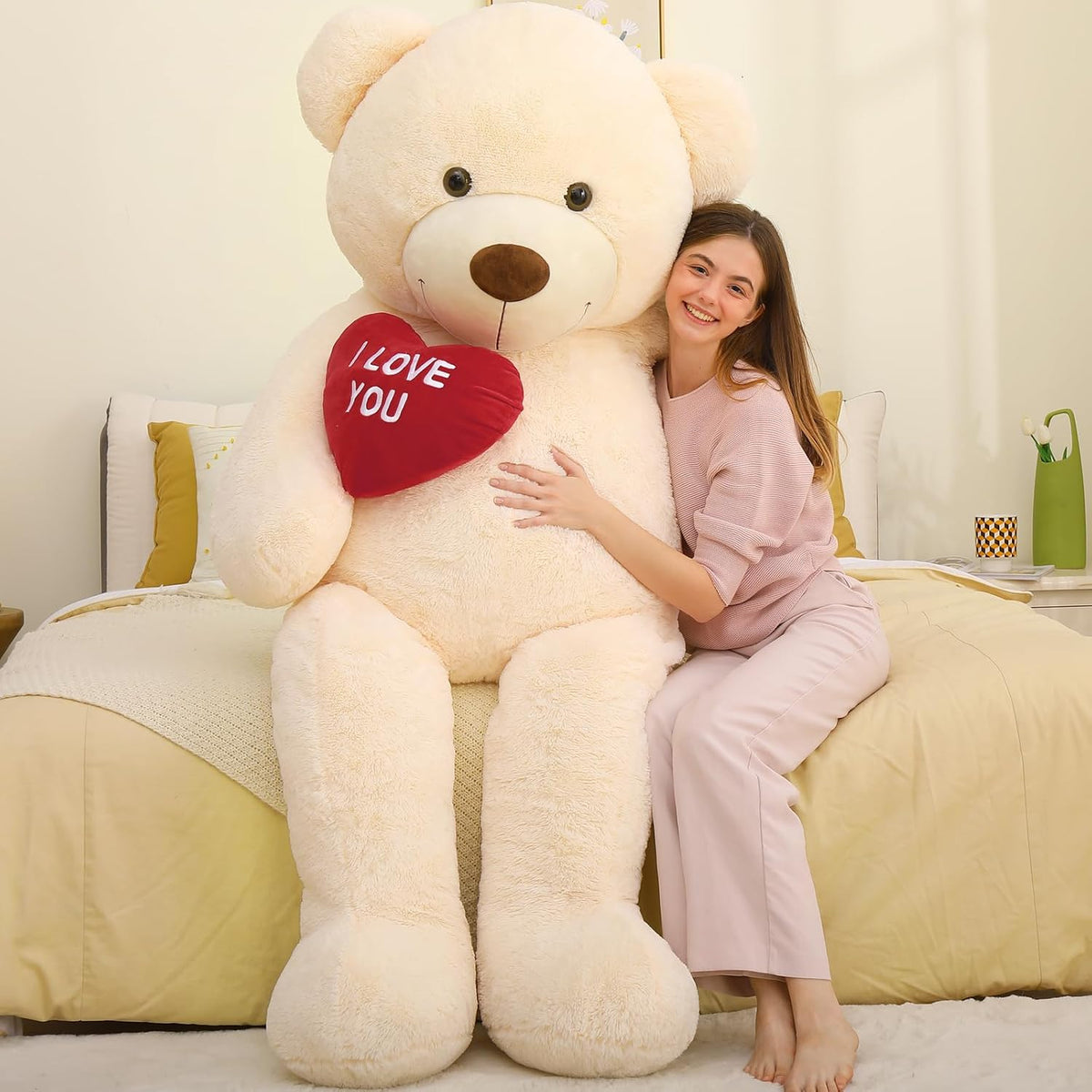 MaoGoLan Oso de Peluche Gigante de 6 Pies para Novia - Corazón Rojo...