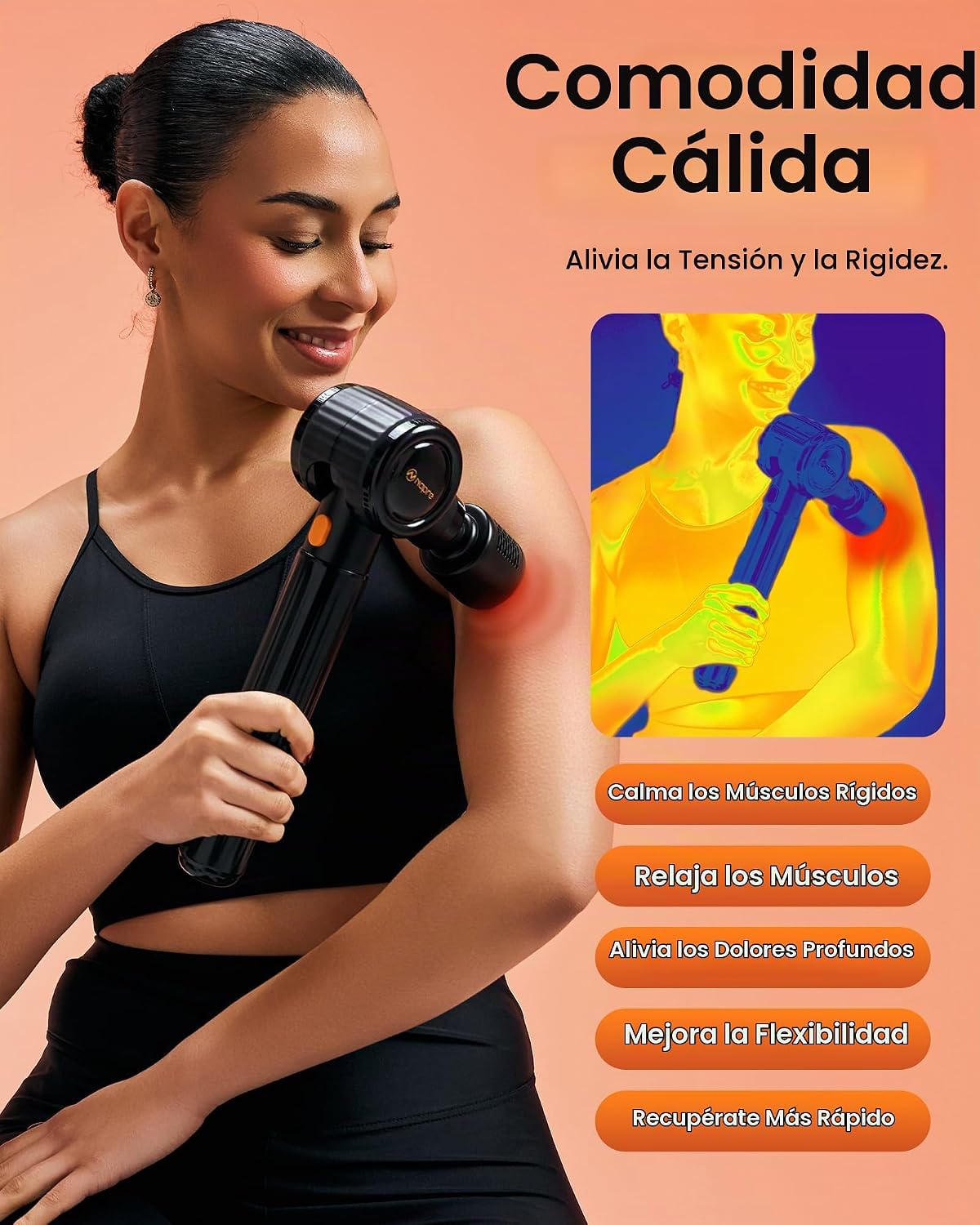 NAPRE Pistola de masaje con calor y frío, pistola de masaje de teji...