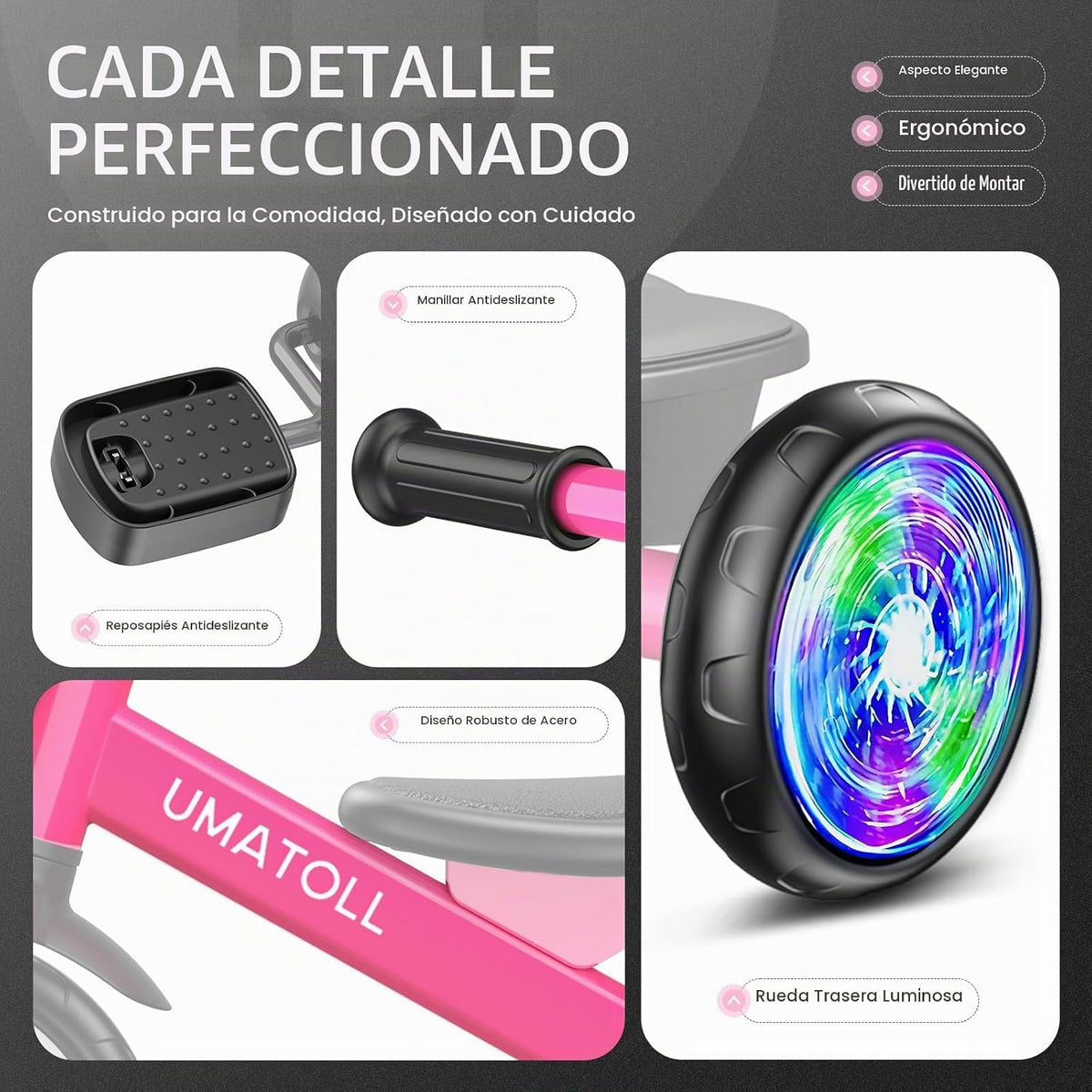 Umatoll Triciclo para niñas pequeñas de 2 a 5 años, bicicleta ajust...