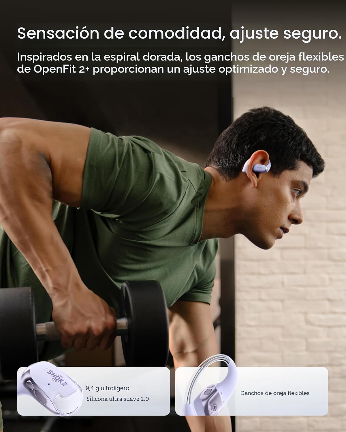 SHOKZ Nuevos auriculares OpenFit 2+ de oreja abierta, compatibles c...