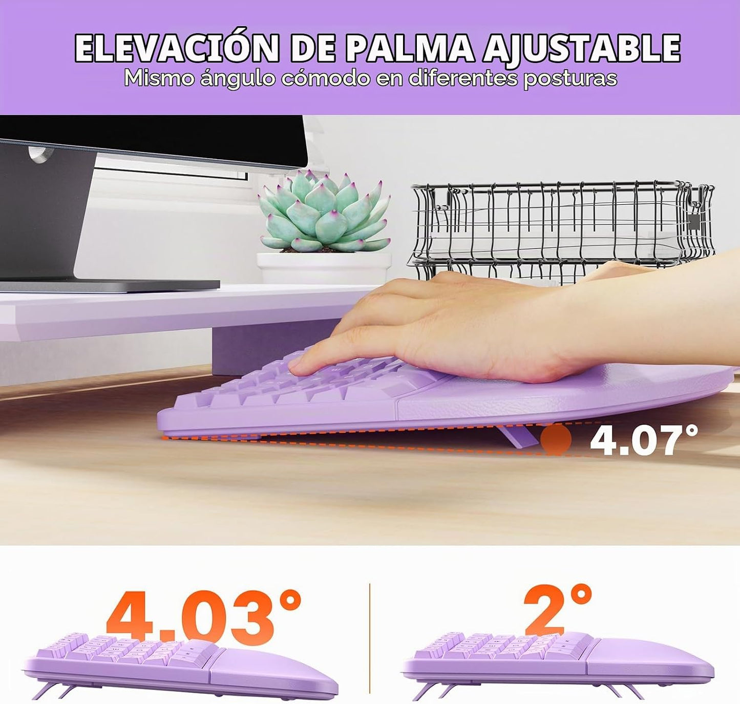 MEETION Combo ergonómico de teclado y mouse, teclado dividido inalá...