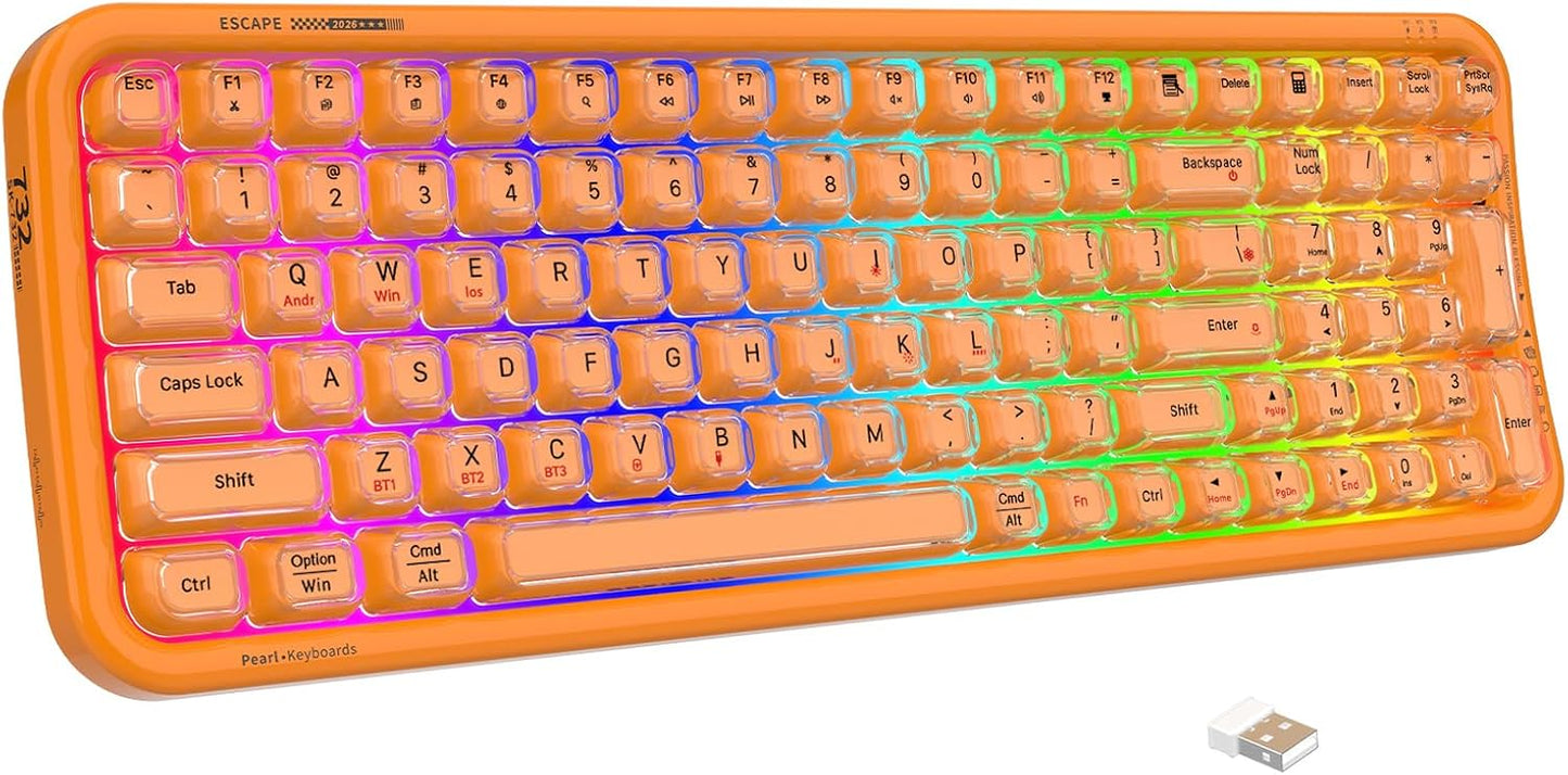 FOPETT Teclado inalámbrico para computadora con retroiluminación RG...