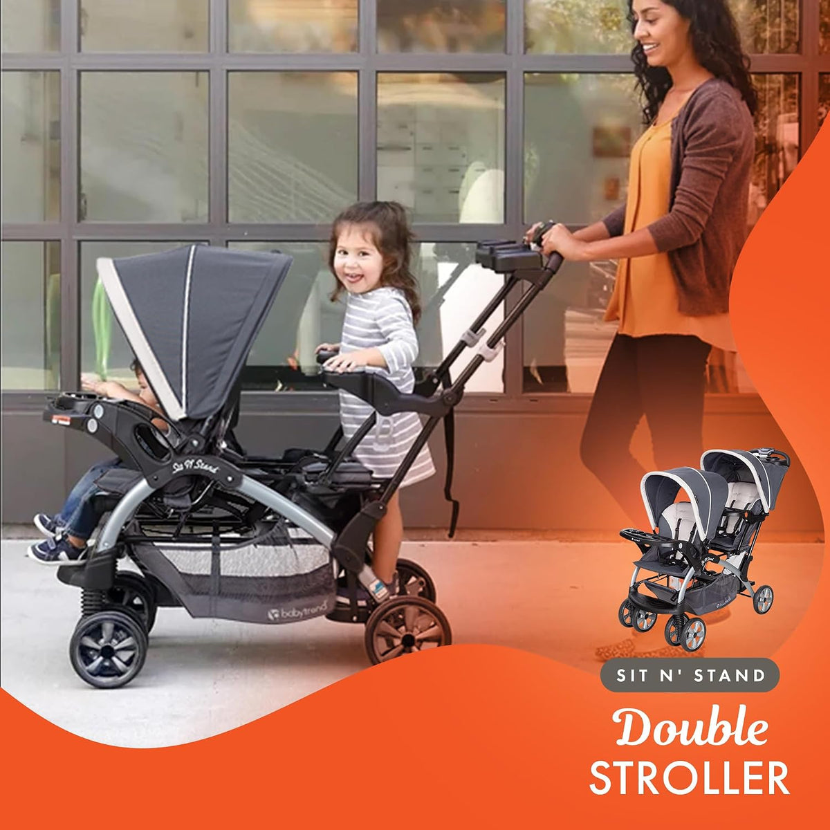 Baby Trend Cochecito doble para bebé y niño pequeño y combo de 2 as...