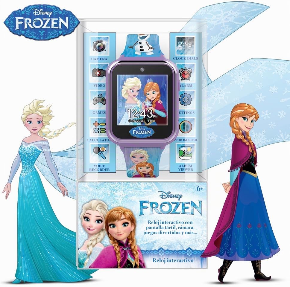 Accutime Reloj inteligente Disney Frozen para niños con cámara para...