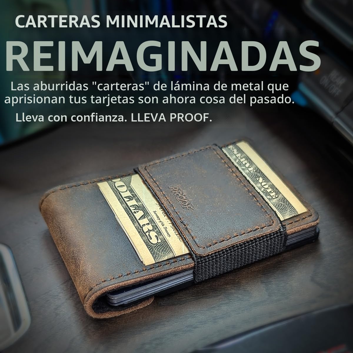 PROOF Cartera | Carteras minimalistas delgadas para hombre | Cuero...