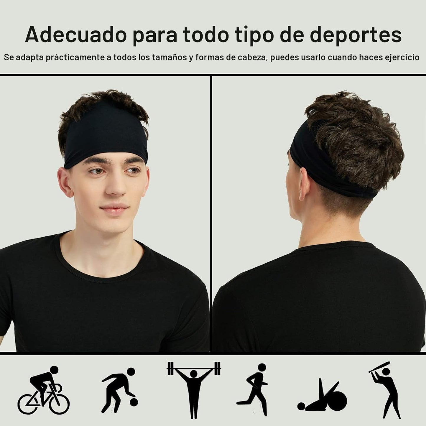 Pilamor Diademas deportivas para hombres (paquete de 5), diadema de...