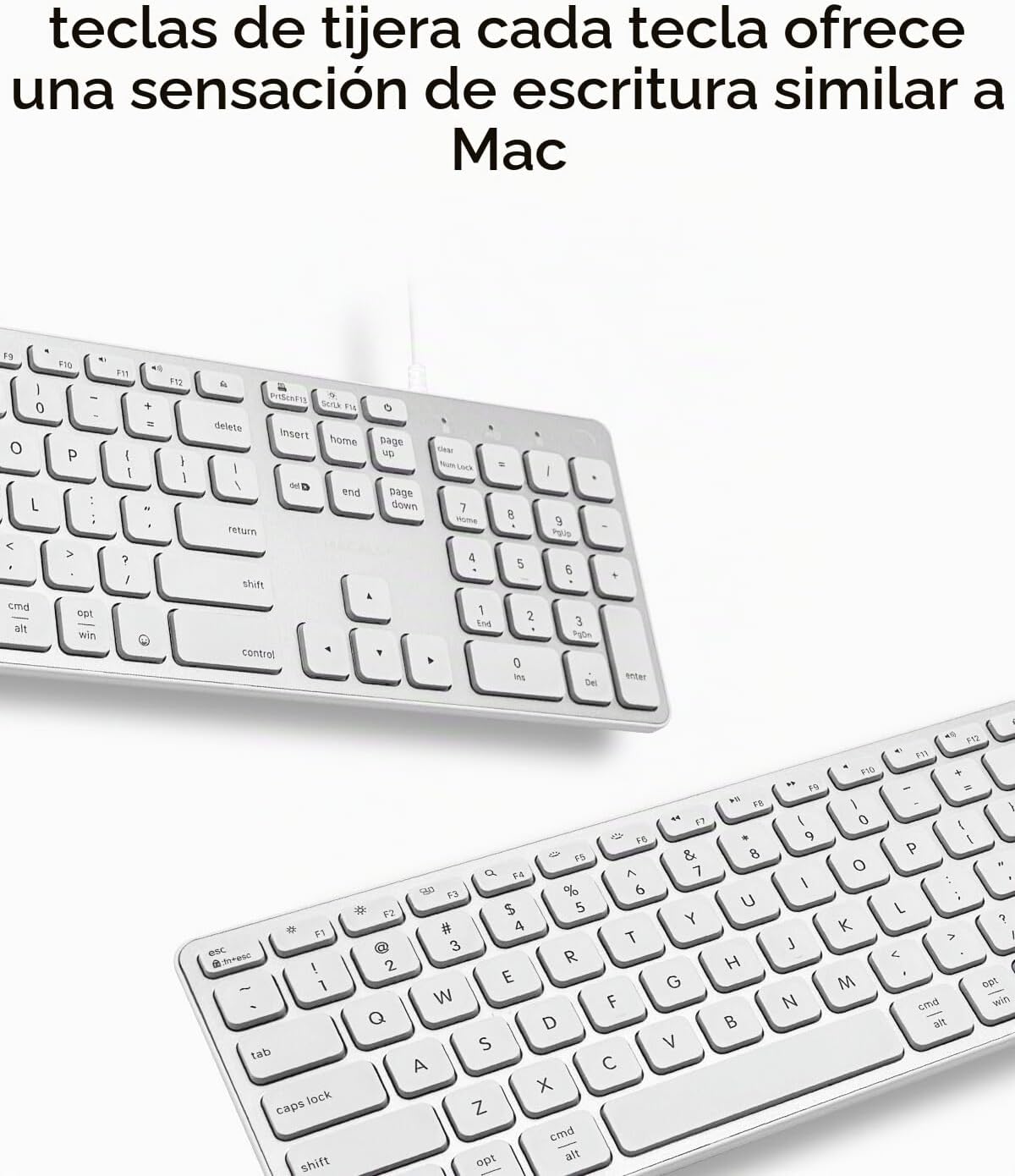 Teclado con cable Macally para Mac con Hub USB (2X USB-A \/ 1x USB-...